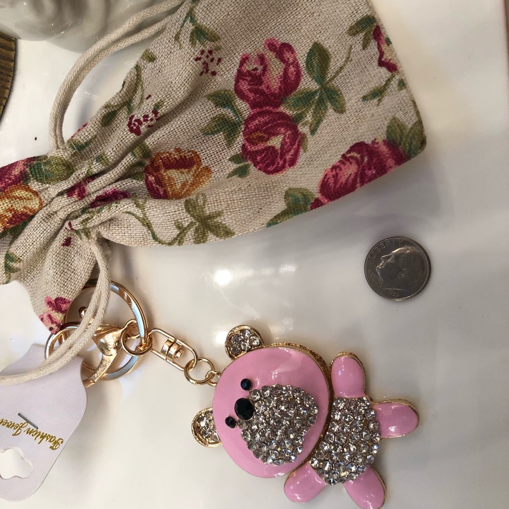 Zirconia bubble head cat keychain